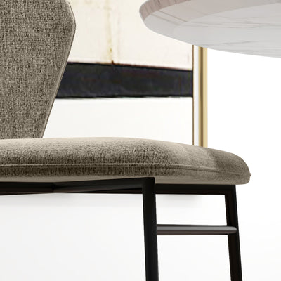 Lot de 2 chaises de salle à manger assise rembourrée en tissu aspect lin pieds en acier stable design moderne marron clair