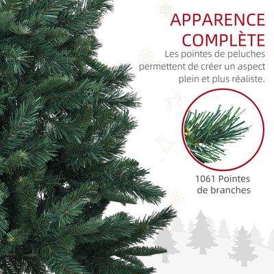 Sapin de Noël Artificiel 180 cm Arbre de Noël avec support en acier pliable, 1061 branches, décoration de Noël, vert