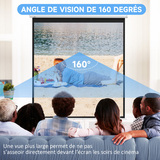 Écran de projection TV et Home Cinema de 99 Pouces vidéo projecteur 1:1 4K HD, 178L x 178H cm