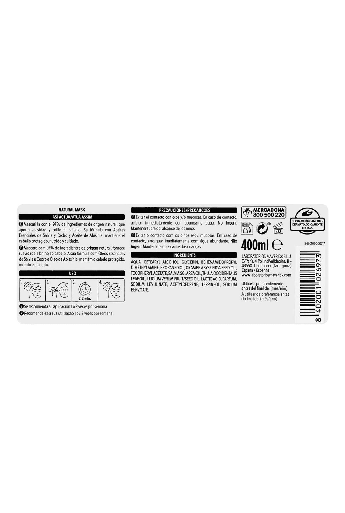 Deliplus - Masque Capillaire Naturel Huile d’Abyssinie