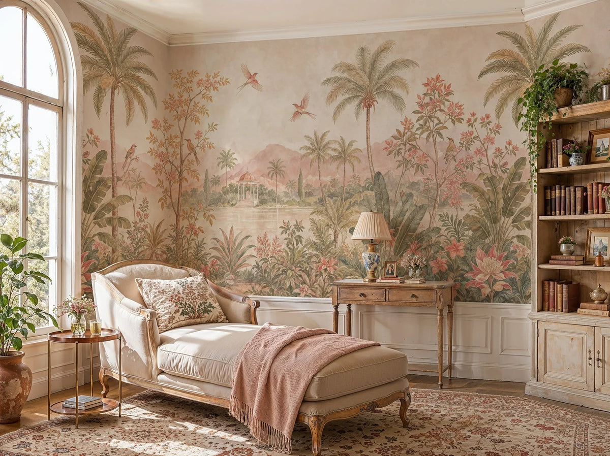 Tropical Garden Pavilion Landscape Wall Mural