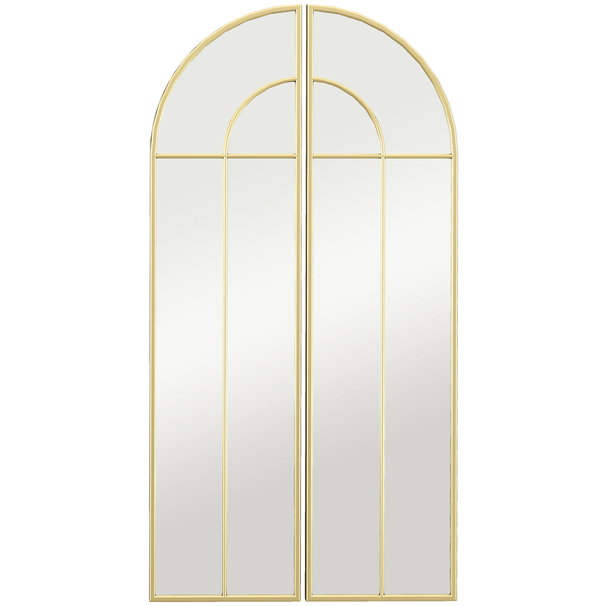 Miroir mural arc 30 x 120 cm, grand miroir décoratif avec cadre métallique, pour salon, chambre, couloir, ton doré