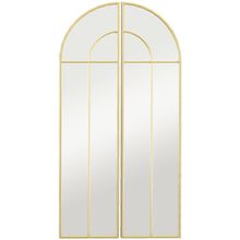 Miroir mural arc 30 x 120 cm, grand miroir décoratif avec cadre métallique, pour salon, chambre, couloir, ton doré
