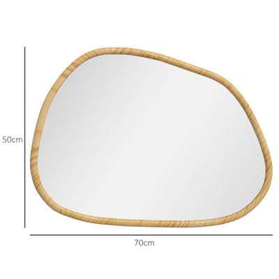 Miroir mural miroir décoratif forme organique avec cadre en bois horizontal ou vertical 70 x 50 cm naturel