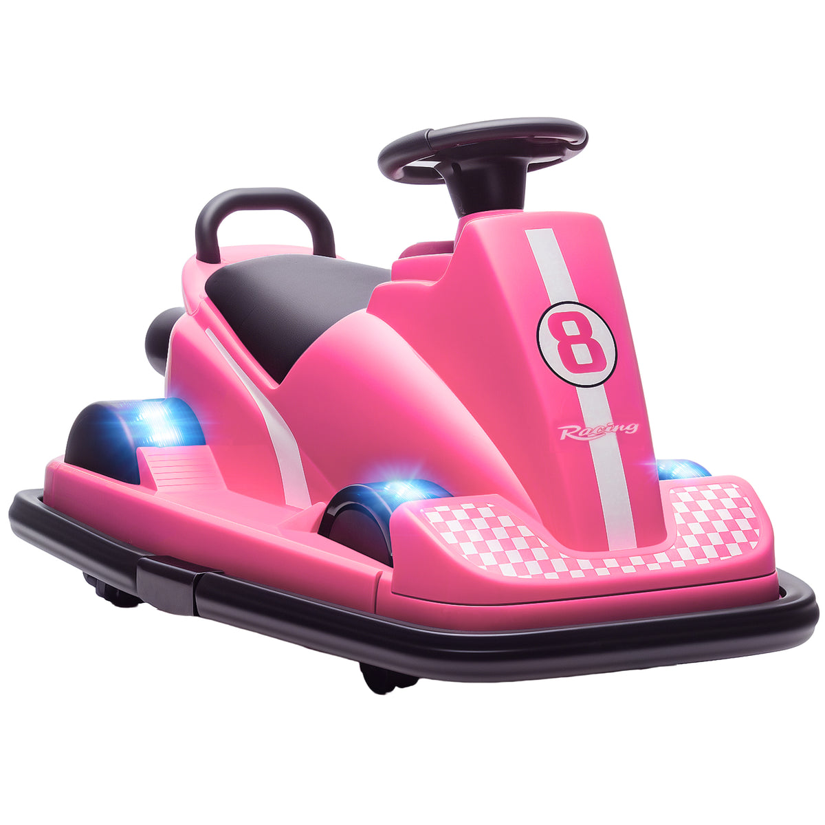 Auto-Tamponneuse Enfant 6V, Rotation à 360°, Musique, Klaxon, Démarrage Doux, 2,5 km/h, pour Âges 3-8, 74x53x48cm, Rose Aosom