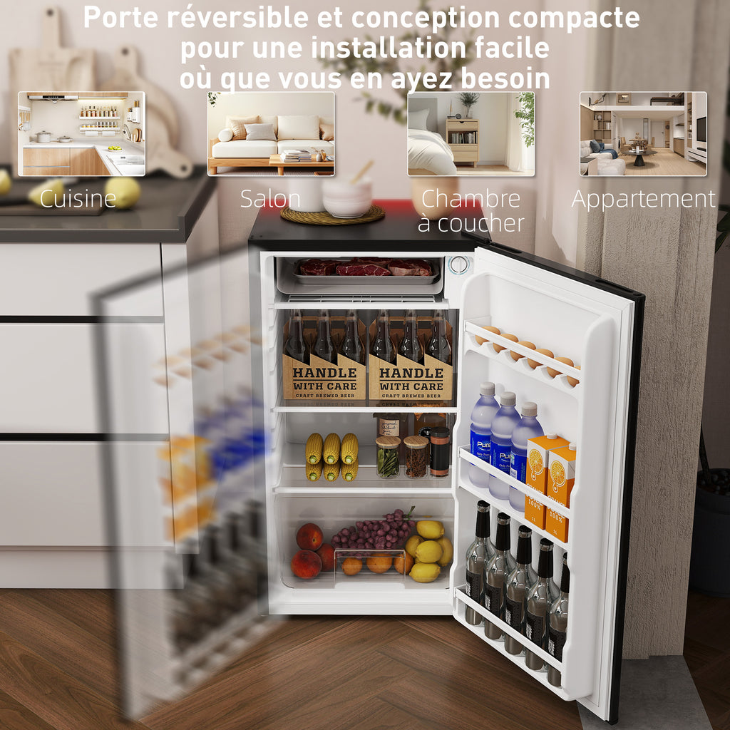 Réfrigérateur congélateur petit réfrigérateur 91 L étagères modulables design sous-comptoir 47,5 x 44,2 x 84 cm noir