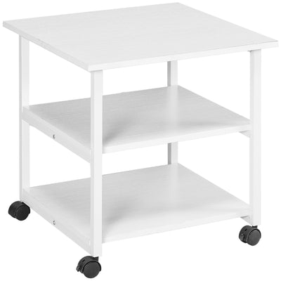 Support d'imprimante desserte de rangement 3 niveaux étagères mobile sur roulettes 50L x 50l x 52,5H cm