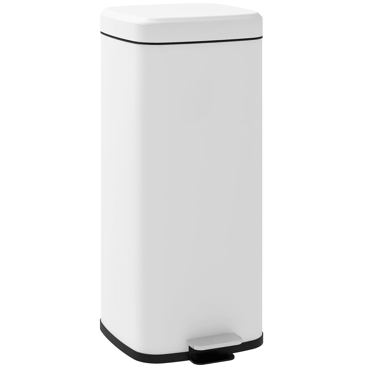 Poubelle de cuisine 30L avec couvercle à fermeture douce et pédale, seau intérieur amovible, 28L x 35l x 63,5H cm, blanc Aosom