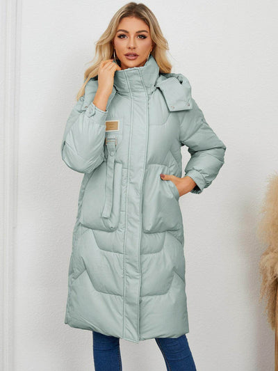 Long Sleeve Longline Hooded Winter Coat for Women