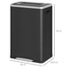 Poubelle de cuisine 2 compartiments de 2 x 20L, poubelle avec pédale, couvercle à fermeture douce 40 x 34,8 x 59 cm noir Aosom