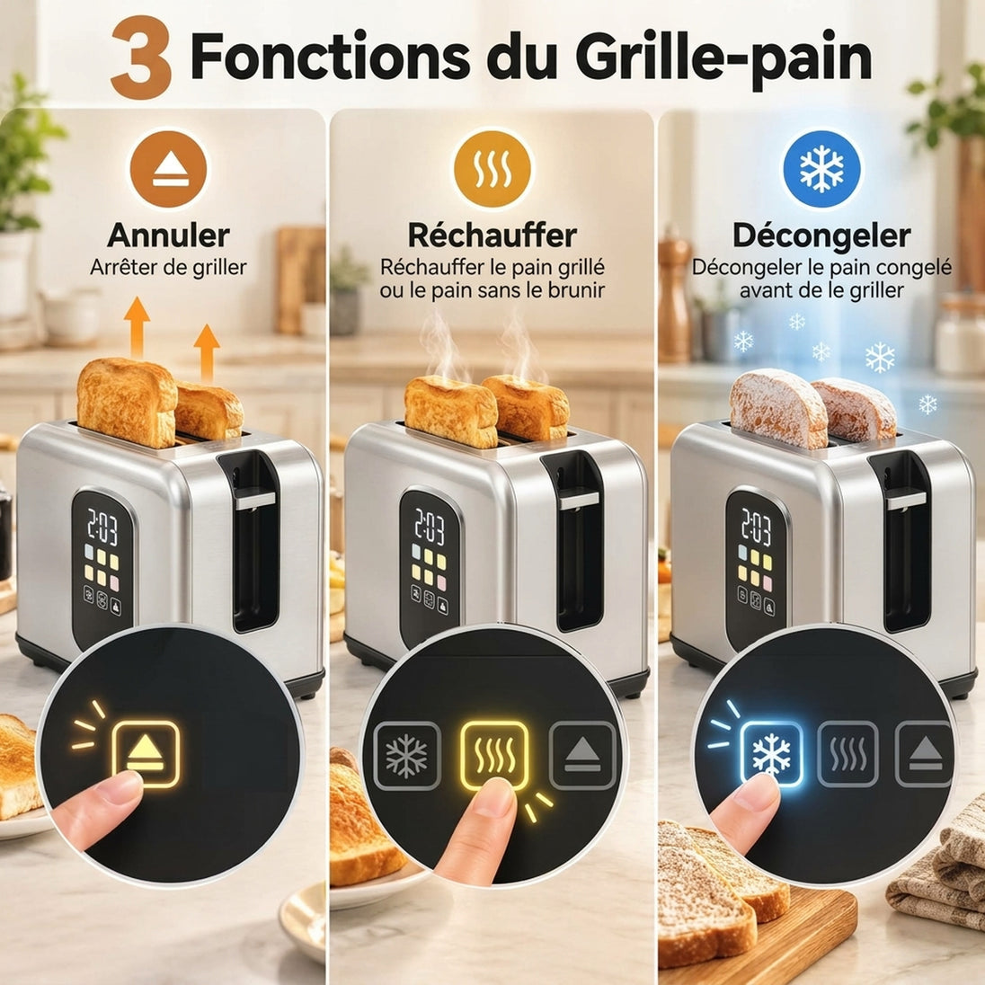 Ensemble Bouilloire et Grille-Pain en Inox, Bouilloire 2200W 1,5L, Grille-Pain 2 Tranches, Écran Tactile LED, Argenté Aosom