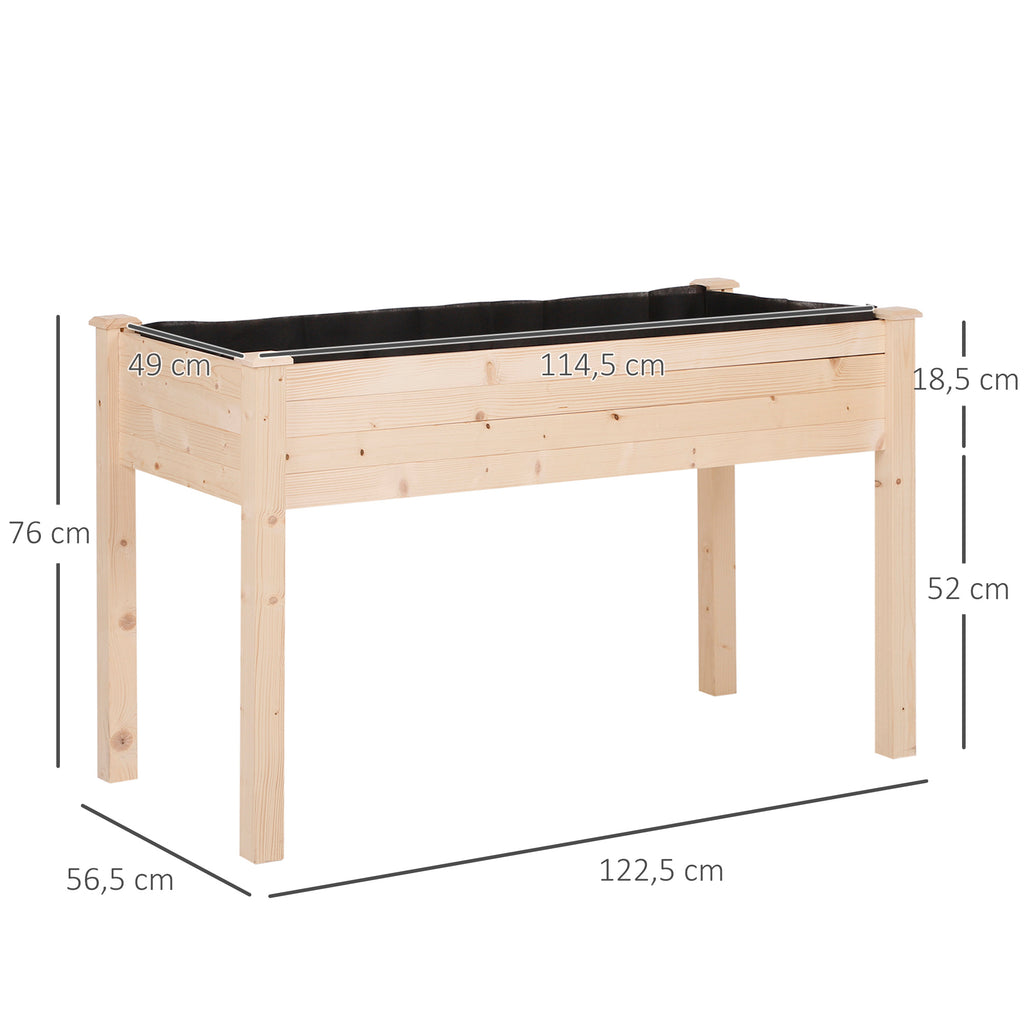 Jardinière sur Pieds Potager 122,5 x 56,5 x 76 cm Inserts d'irrigation + Feutre de Drainage Inclus Bois Massif
