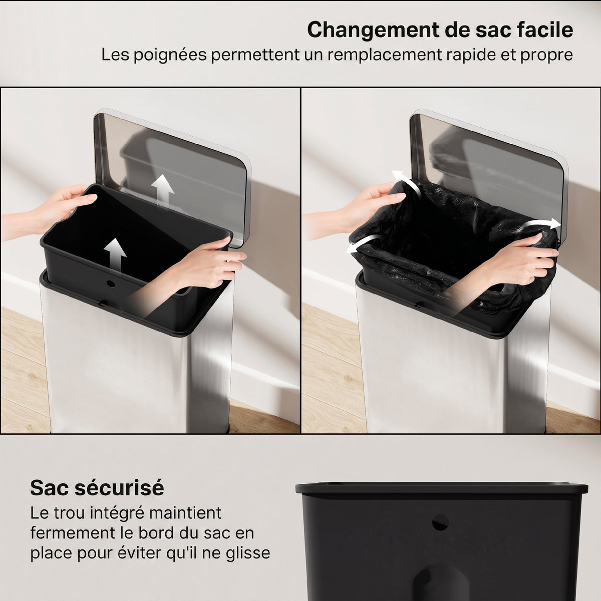 Poubelle de Cuisine 20 L en Acier Inoxydable, Poubelle avec Pédale, Couvercle à Fermeture Douce, Argenté Aosom