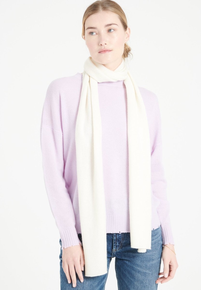 Écharpe unisex en cachemire blanc écru - UNI 1