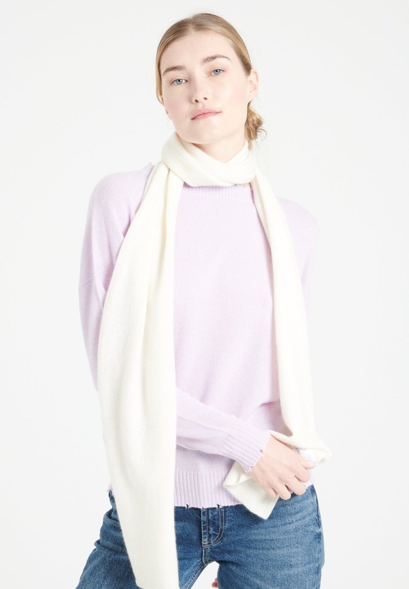 Écharpe unisex en cachemire blanc écru - UNI 1