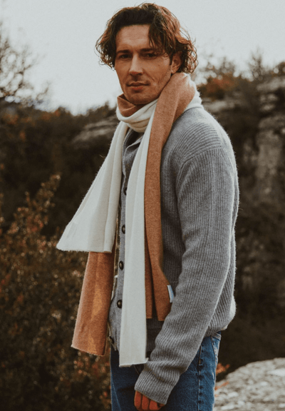 Écharpe unisex en cachemire blanc écru - UNI 1