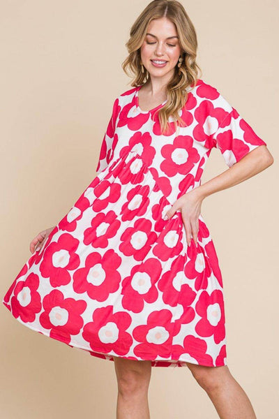 BOMBOM Flower Print Ruched Dress for Stylish Everyday Wear