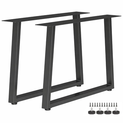 Pieds de table en acier, 60 x 43 cm, lot de 2 pieds de bureau trapezoïdes avec patins réglables et vis, noir