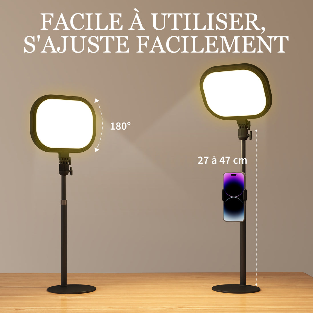 Lampe de bureau LED dimmable 5 modes de couleur 10 niveaux de luminosité port USB minuterie support pour téléphone noir Aosom