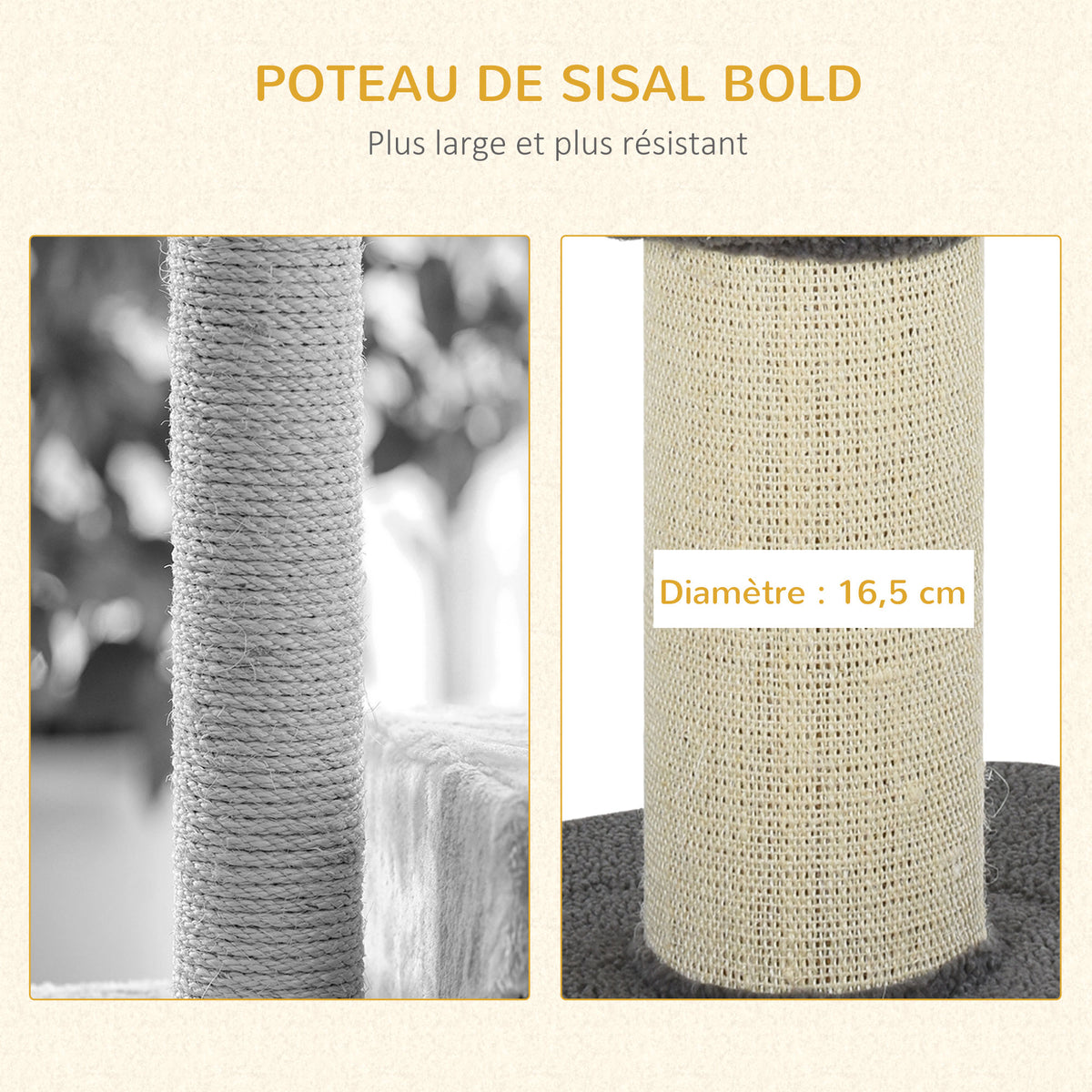 Arbre à chat, arbre à grimper griffoir pour chat, tissu bouclette, centre d'activités 2 plate-formes gris