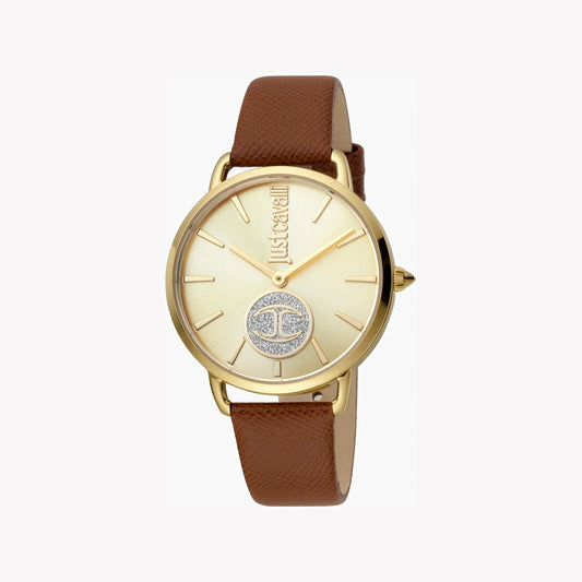 Just Cavalli Women's Brown Leather Watch, Champagne Dial | Jc1l117l0025