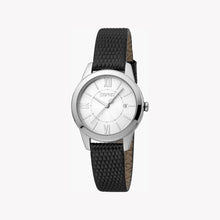 Esprit Women's Black Leather Watch, Silver Dial | ES1L239L1015