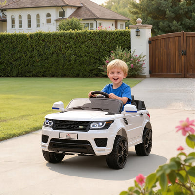 Voiture électrique enfants véhicule électrique 12 V, double moteurs, 3 à 5 km/h, blanc