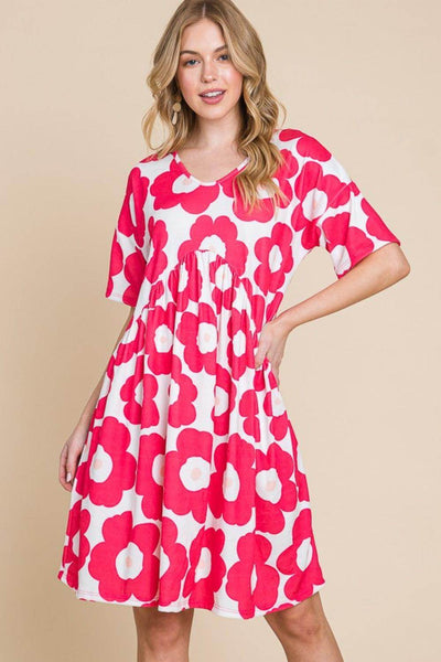 BOMBOM Flower Print Ruched Dress for Stylish Everyday Wear