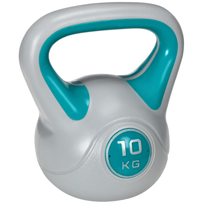 Kettlebell 10 kg, haltère avec poignée ergonomique, haltère à boule, musculation, entraînement, 22 x 16 x 26 cm, bleu