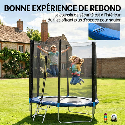 Trampoline d'extérieur avec filet de sécurité Ø180 cm pour enfants et adultes