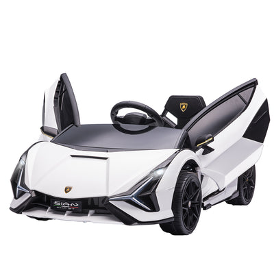Voiture électrique Enfants de Sport Véhicule électrique Lamborghini Sian 12 V - V. Max. 5 Km/h avec Télécommande 2,4G Effets sonores + Lumineux Blanc