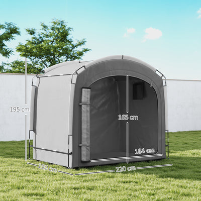 Tente de vélo abri de vélo portable pour 3-4 vélos avec 2 poches latérales 220 x 150 x 195 cm gris foncé
