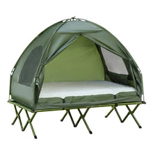 Set de tente de camping pour 2 personnes avec lit de camp et, vert