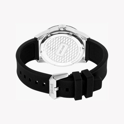 Just Cavalli Men's Silver Dial Watch, Black Silicone | Jc1g082p0015