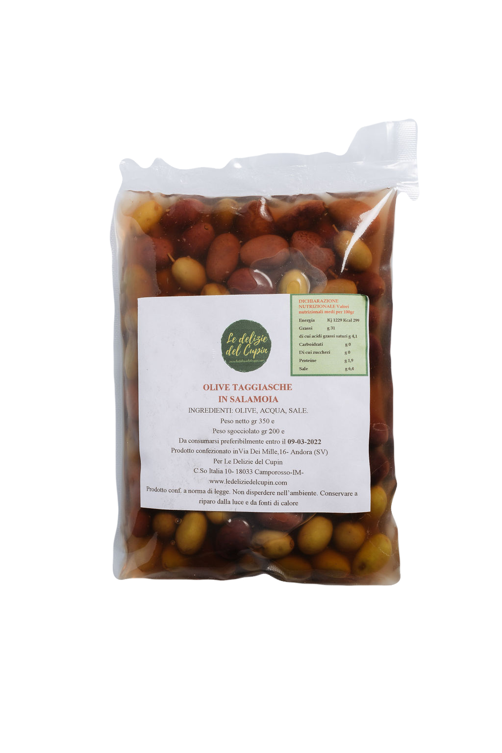Olive 100% Taggiasche in Salamoia 180gr