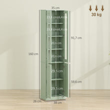 Meuble de Salle de Bain 6 niveaux, Meuble de Rangement avec 4 Portes à Fermeture Douce et Étagères Réglables, Vert