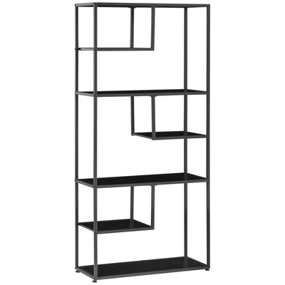 Bibliothèque étagère de rangement à 7 niveaux cadre en acier style industriel 83 x 34 x 180 cm noir