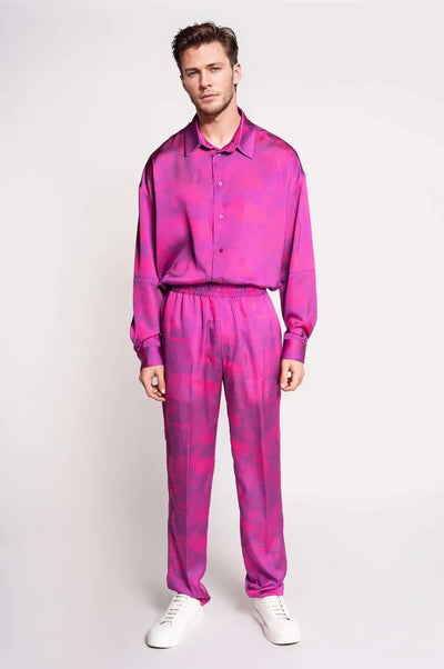 French-Made 100% Silk Savanna Print Pants