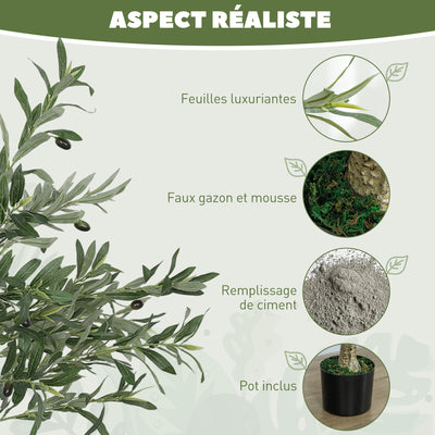 Olivier artificiel 120 cm plante artificielle intérieur, fausse plante décoration pour maison, bureau, salon, chambre