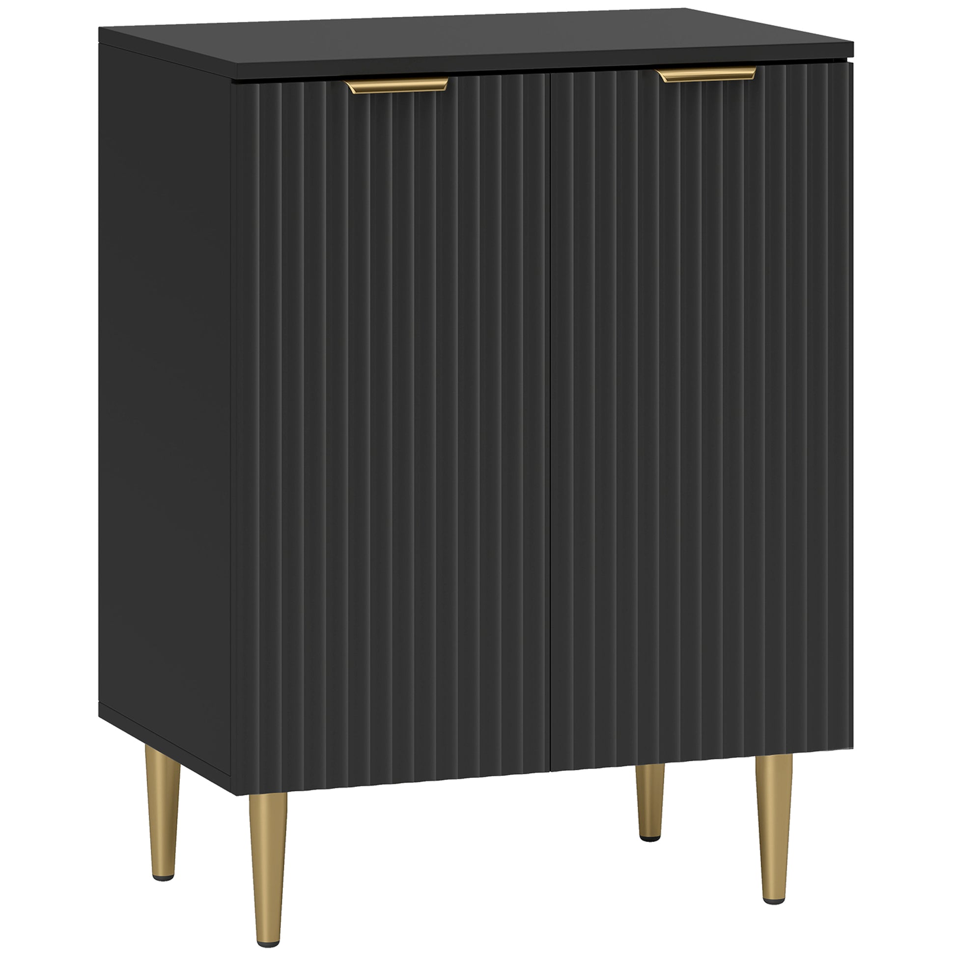 Buffet Cuisine, Meuble de Rangement avec 2 Portes, Étagère Réglable, Pieds Métalliques Surélevés, 60 x 40 x 80 cm, Noir