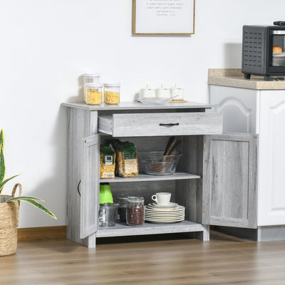 Buffet salon, meuble de rangement avec tiroir, 2 portes de grange et étagère réglable, buffet salle à manger et