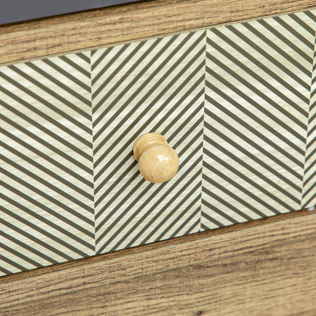 Meuble de rangement commode buffet 4 tiroirs 1 placard - pieds épingles à cheveux style bohème 79 x 39 x 86 cm marron Aosom