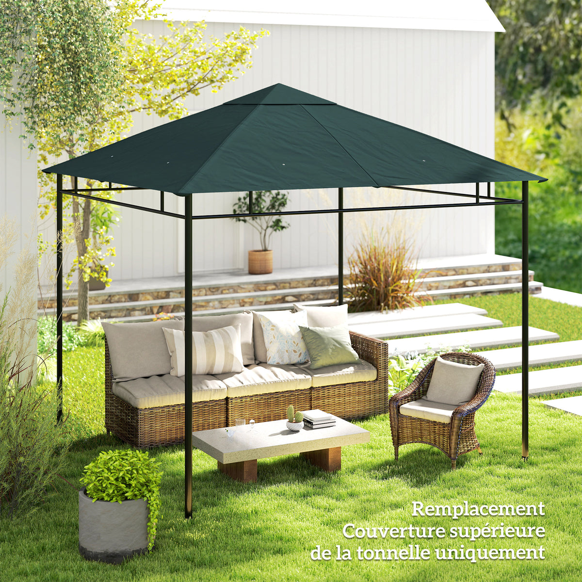 Toile de rechange pour pavillon tonnelle tente toit de remplacement gazebo de jardin tissu polyester 180 g/m²
