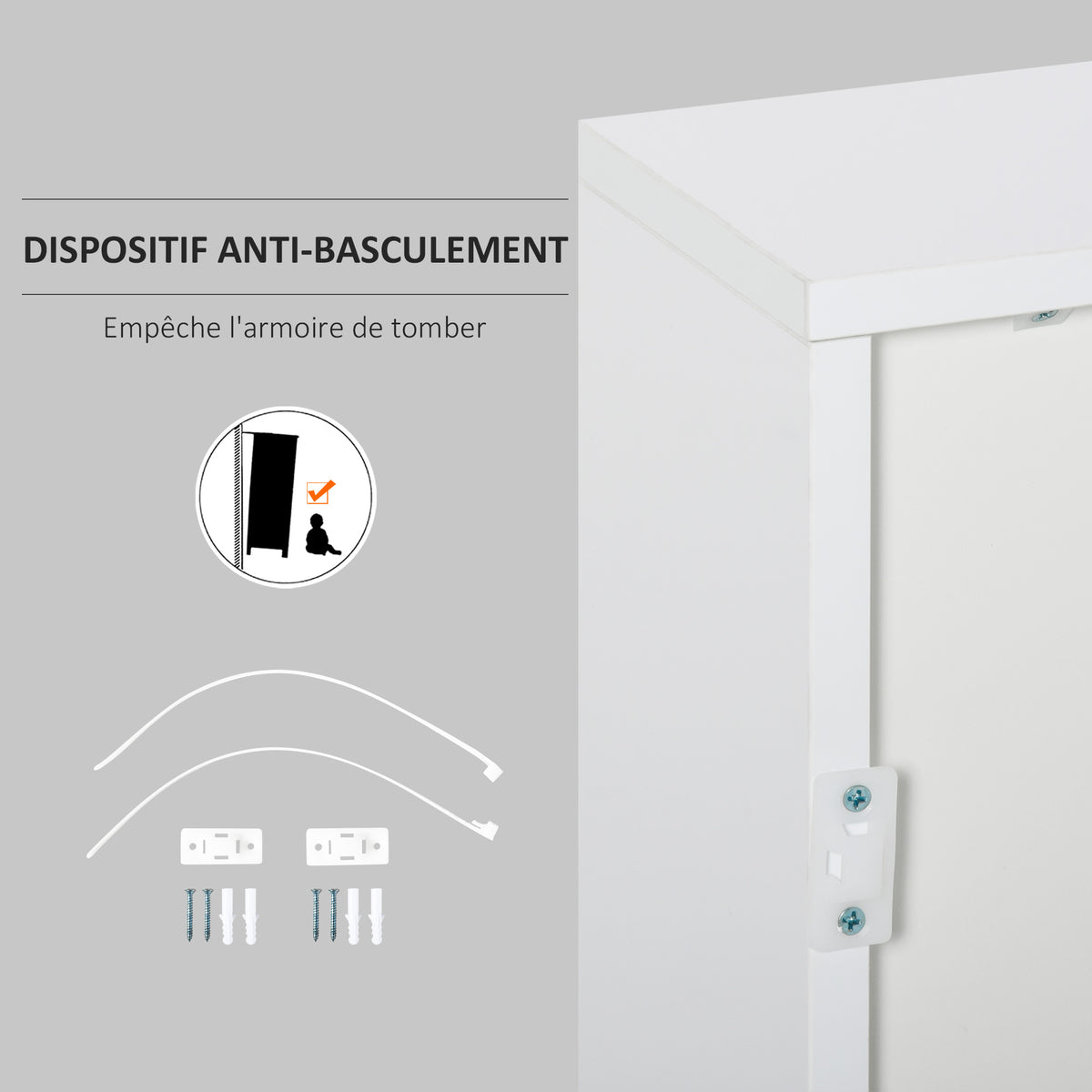 Meuble de rangement buffet commode armoire de rangement avec 2 tiroirs et 2 placards à portes, étagères réglables, pour salon, cuisine, chambre, 79 x 36 x 74 cm blanc