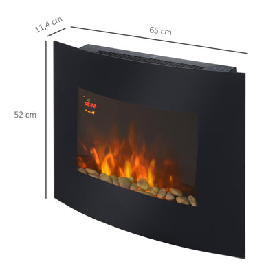 Cheminée électrique Murale éclairages latéraux LED Design Avant-gardiste Affichage LED avec télécommande et minuterie 900/1800 W luminosité réglable Noir