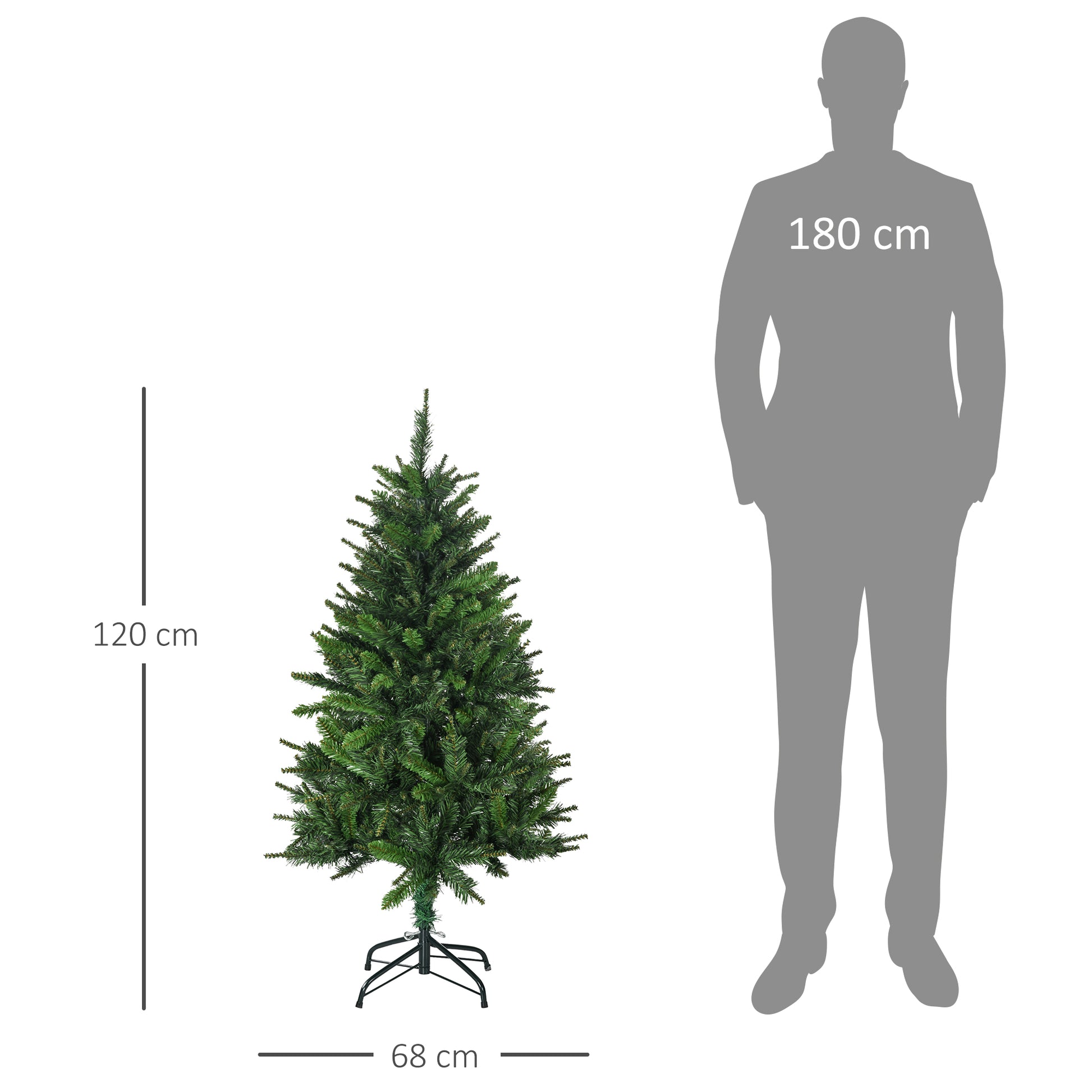 Sapin de Noël artificiel avec 310 branches support en acier socle pliable en acier hauteur 120 cm vert