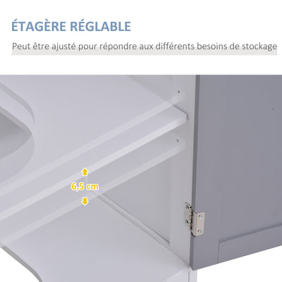 Meuble salle de bain sous lavabo - meuble sous-vasque - placard 2 portes avec étagère - dim. 60L x 30l x 60H cm - en bois gris blanc