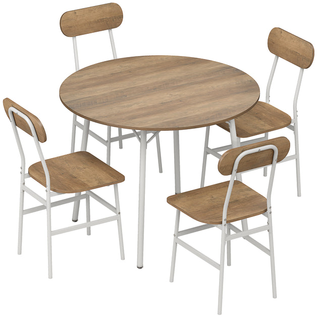 Ensemble table salle à manger avec 4 chaises, table de cuisine avec chaises pour 4 personnes, cadre en métal, naturel Aosom
