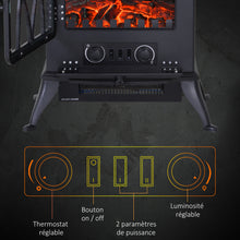 Cheminée électrique sur pied 1000/2000 W, fausse cheminée décorative avec effet flamme LED, protection contre la surchauffe, zone de couverture 15-30 m², noir