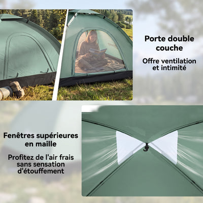 Tente de camping 2 personnes camouflage tente dôme légère ventilée facile à monter avec portes zippées